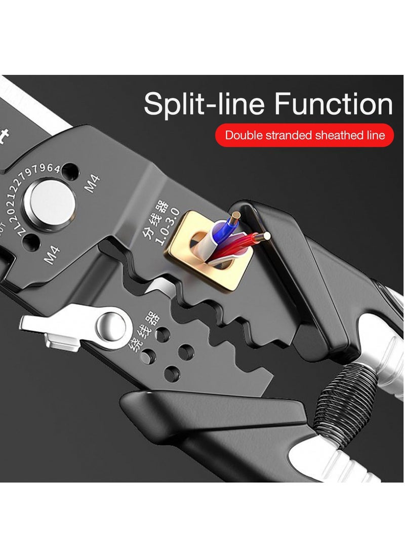 Wire stripper tool,25-in-1 Multifunction wire strippers electeical,8" Multifunctional Electricion Pliers for Wire Stripping Cutting and Crimping with Splitting and Winding,Gift for father
