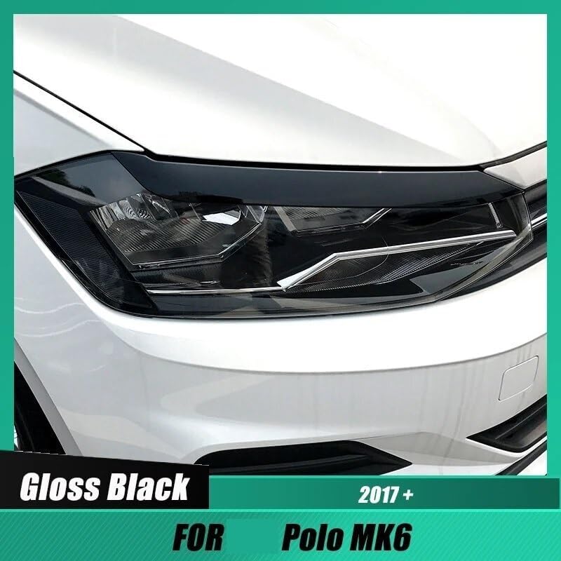DEMULAX Glossy Black Headlight Eyebrows for VW Polo MK6 - Image 2