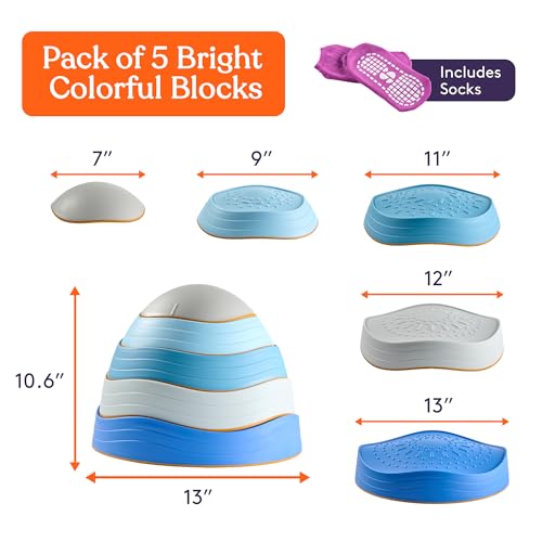 Special Supplies Stepping Stones for Kids 5 Balance Indoor and Outdoor Blocks Promote Coordination Balance Strength Child Safe Rubber NonSlip Edging Stackable Ocean - Image 5