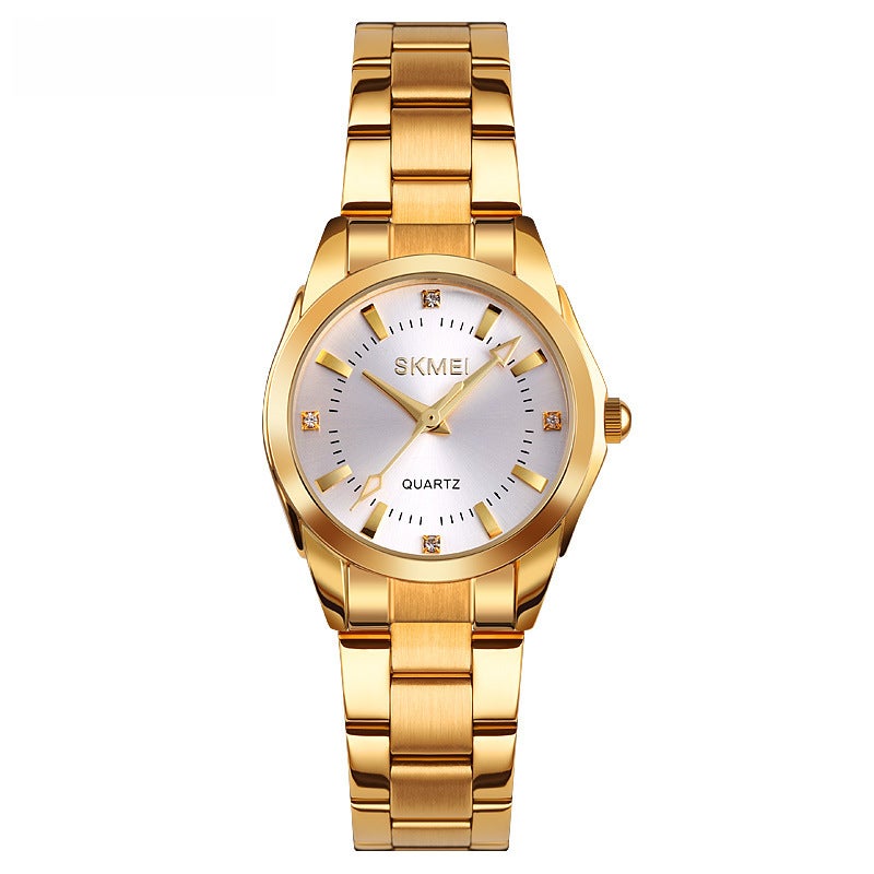 Skmei Elegant Rhinestone Quartz Watch for Women Gold