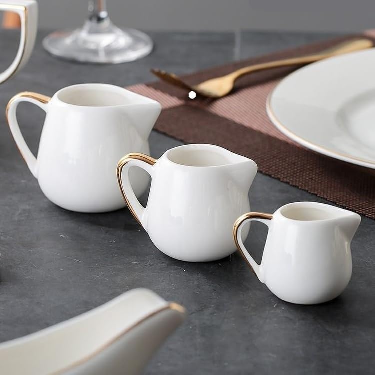 Milk Jug Gravy Boat Water Cup Pitcher Creamer Coffee Sugar Sauce Gold Rimmed Spoon Juice Bucket Small Beef Concentrate Brown Ceramic Steak Bowl - Image 3