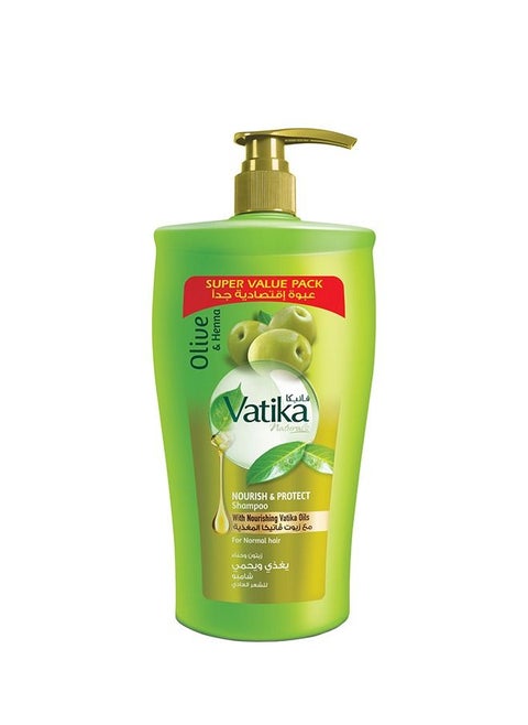 Vatika Naturals Nourish and Protect Shampoo - Enriched with Olive and Henna - For Normal Hair - 1000ml