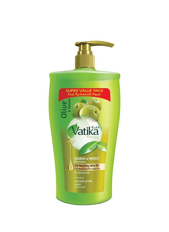 Vatika Naturals - Vatika Naturals Nourish and Protect Shampoo - Enriched with Olive and Henna - For Normal Hair - 1000ml - Image 1
