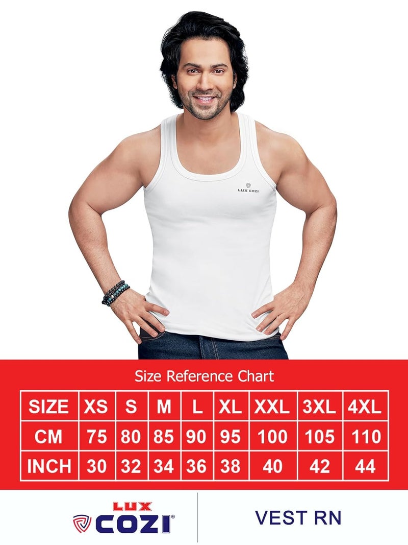 Lux Cozi Men's Solid White Vest | Vest for Men | Pack of 3 - Image 2