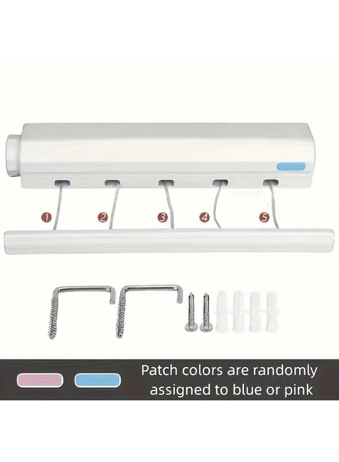 White Retractable Clothesline With 4 Ropes Pull Out Hangers Automatic Safety Lock For Indoor Outdoor - Image 5