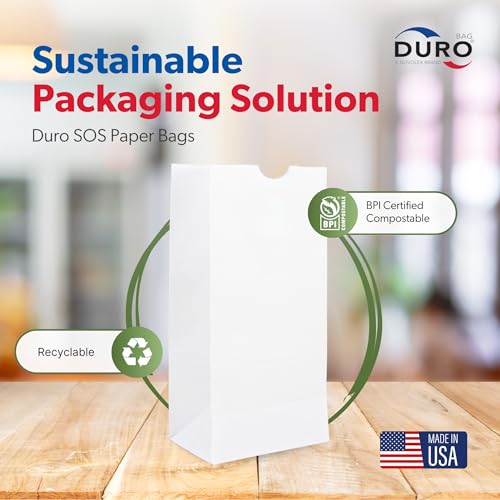 DURO 2# White Paper Popcorn Bags 25-Count, Bulk Small White Paper Bags Lunch Size 4.31 x 2.43 x 7.87 Inches, Dubl Life SOS Paperbag for Candy, Cookies, Sandwich, Snacks & Treats - Image 2