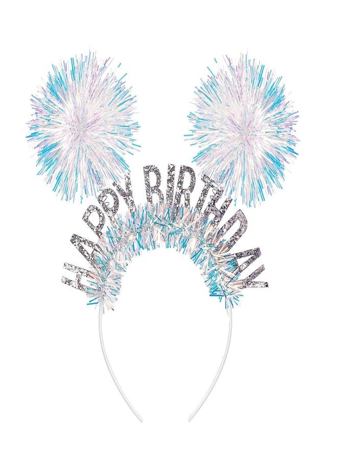 CUBACO Pom Pom Headband Birthday Headband for Women Hair Loop Cosplay Crazy Hair Day Accessories for Girls Birthday Gifts for Women Hair Accessories (Sliver) - Image 1