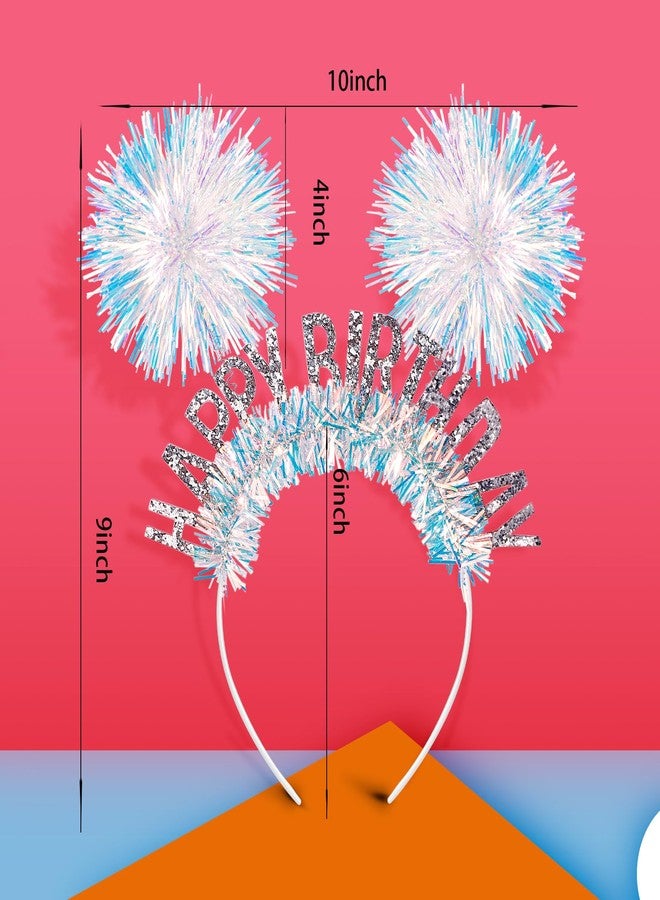 CUBACO Pom Pom Headband Birthday Headband for Women Hair Loop Cosplay Crazy Hair Day Accessories for Girls Birthday Gifts for Women Hair Accessories (Sliver) - Image 3