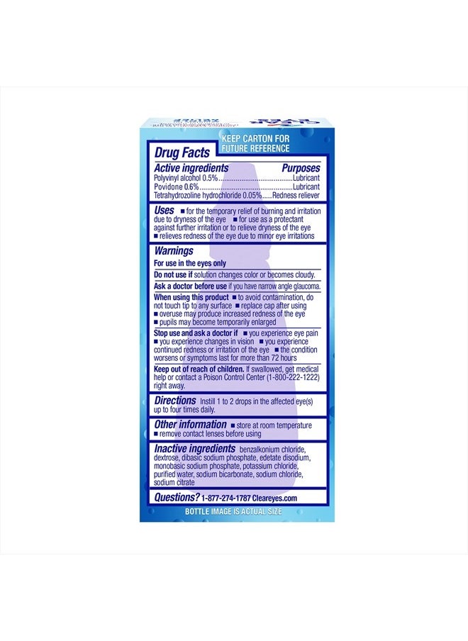 Clear Eyes Triple Relief Eye Drops, Relieves Redness & Calms Irritation, 0.5 Fl Oz  - Image 5