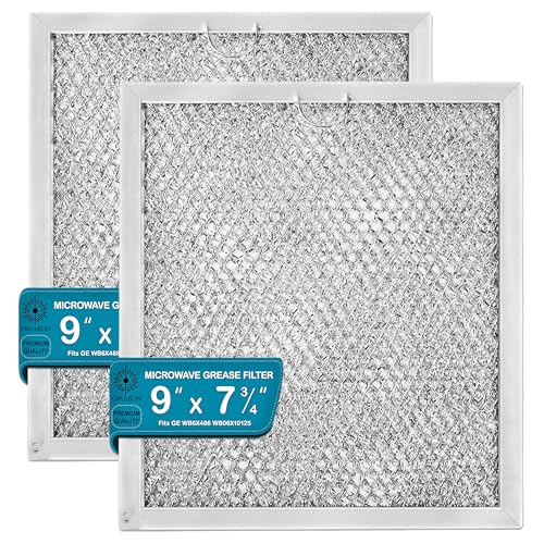 Omaeon Microwave Grease Filter WB6X486, 9" x 7 3/4" - Aluminum Replacement for GE WB06X0486 & WB06X10125 - Grease Filter 7.75" x 9" (2-Pack in Box) - Image 1