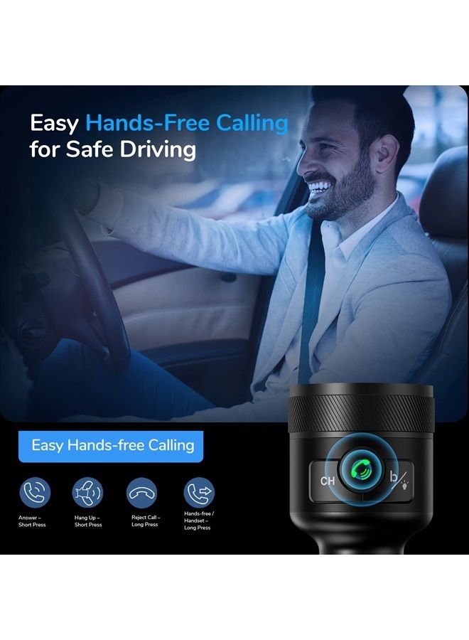 Syncwire جهاز إرسال FM بلوتوث 5.1 للسيارة، شاحن سيارة سريع 38 واط PD & QC3.0، محول راديو FM بلوتوث لاسلكي، مشغل موسيقى بصوت جهير، مجموعة سيارة FM مع دعم المكالمات بدون استخدام اليدين وذاكرة USB - Image 5