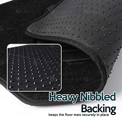 ZONETECH Zone Tech All Weather Carpet Vehicle Floor Mats- 4-Piece Black Premium Quality Carpeted Floor Liners Plus Vinyl Heel Pad for Additional Protection - Driver Seat, Passenger Seat and Rear - Image 3
