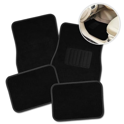 ZONETECH Zone Tech All Weather Carpet Vehicle Floor Mats- 4-Piece Black Premium Quality Carpeted Floor Liners Plus Vinyl Heel Pad for Additional Protection - Driver Seat, Passenger Seat and Rear - Image 2