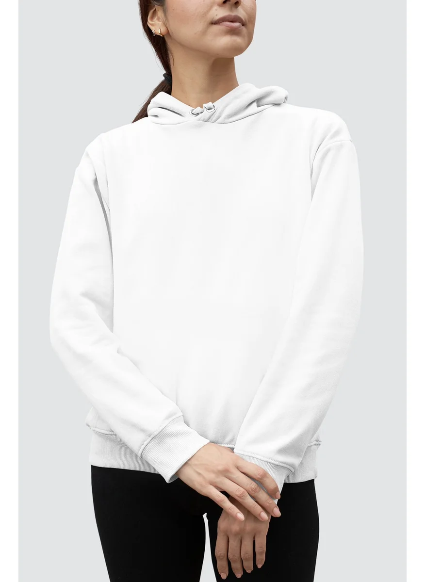 Rock&Roll Plain, Unprinted White Hooded Women's Sweatshirt