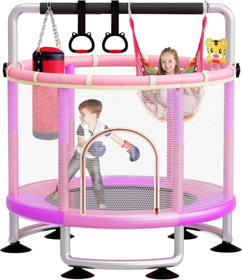 CYlively 5-in-1 Toddler Trampoline for Kids,60"" Trampoline for Toddlers,Upgrade Kids Trampoline Indoor Outdoor,500lbs Baby Child Large Small Trampoline with Safety Net - Image 1