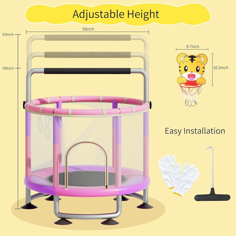 CYlively 5-in-1 Toddler Trampoline for Kids,60"" Trampoline for Toddlers,Upgrade Kids Trampoline Indoor Outdoor,500lbs Baby Child Large Small Trampoline with Safety Net - Image 5