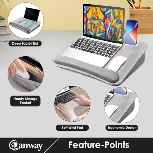 CANWAY Portable Laptop Desk with Anti-Slip Strip & Storage Function for Home Office Use as Computer Laptop Stand, Book Tablet,Fits up to 15.6 inch Laptop (Grey) - Image 4
