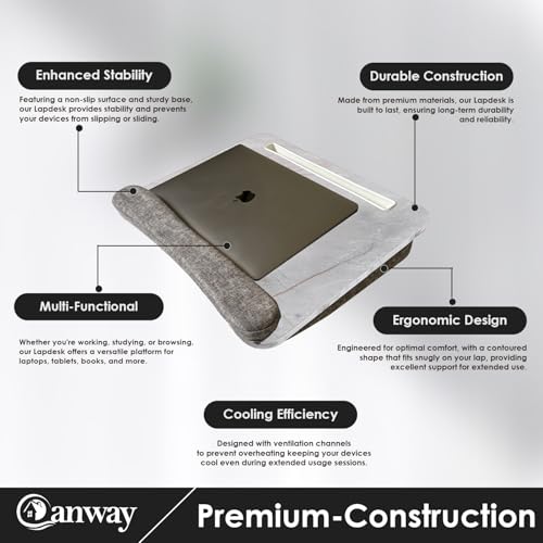 CANWAY Portable Laptop Desk with Anti-Slip Strip & Storage Function for Home Office Use as Computer Laptop Stand, Book Tablet,Fits up to 15.6 inch Laptop (Grey) - Image 3