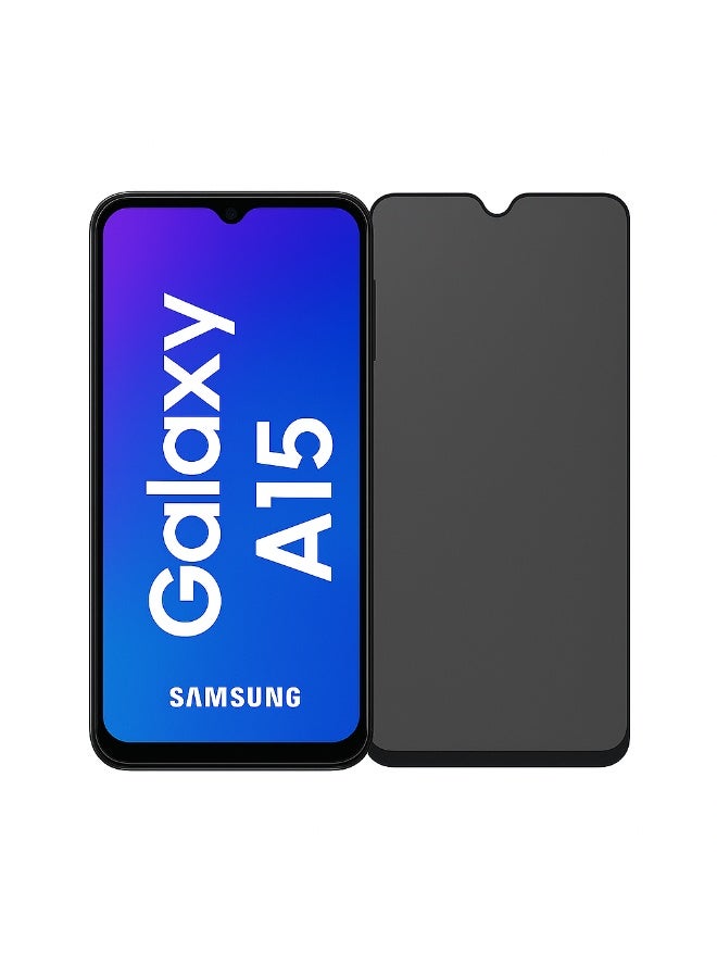 أوريجنال واقي شاشة الخصوصية لهاتف سامسونج جالاكسي A15 - زجاج مقسّى مضاد للكهرباء الساكنة مع خصوصية ESD، صلابة 9H، مضاد للتجسس، مقاوم للغبار، ملمس فائق النعومة - Image 1