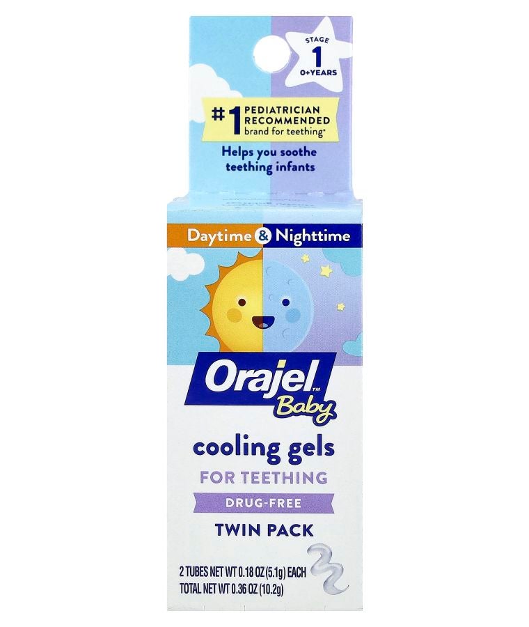 Orajel جل تبريد نهاري وليل للأطفال للتسنين 0+ سنوات 2 أنبوب 0.18 أونصة (5.1 جرام) لكل منهما