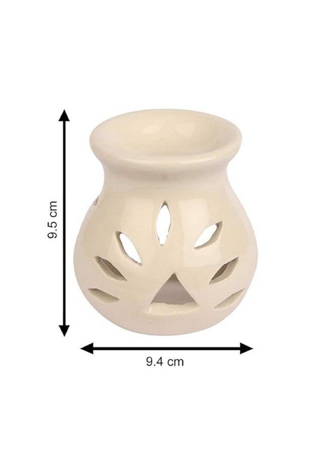 بيور سورس انديا مبخرة زيت سيراميك من Pure Source India مع موزع روائح (أبيض فاتح) - مجموعة من قطعتين - Image 3