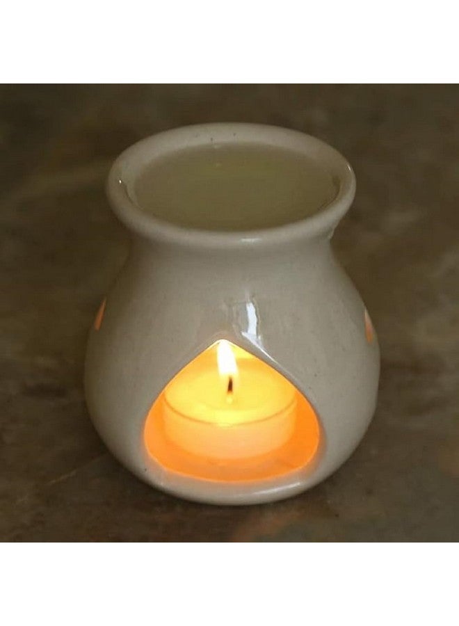 بيور سورس انديا مبخرة زيت سيراميك من Pure Source India مع موزع روائح (أبيض فاتح) - مجموعة من قطعتين - Image 4