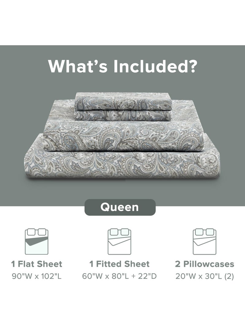 Comfort Spaces Comfort Spaces Extra Deep Pocket Sheets  100% Cotton Sheets Queen Fits up to 24"" Mattress  Breathable  Naturally Cool Cotton Sheets  Soft Cotton Sheets  All Seasons Sheet Set  Paisley 4 Piece  - Image 3