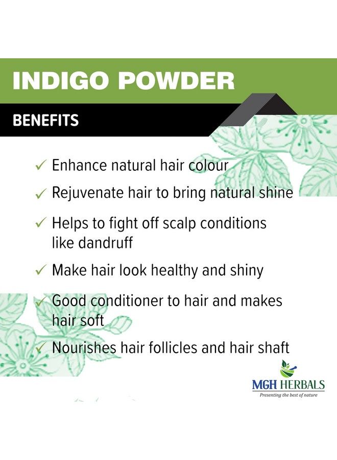 MGH Herbals Organic Indigo Powder Organic For Hair Black Colour (500 Grams) Natural Avuri Leaf Powder Neela Amari Neel Patti Neelayamari Neli Aku Indico.  - Image 3