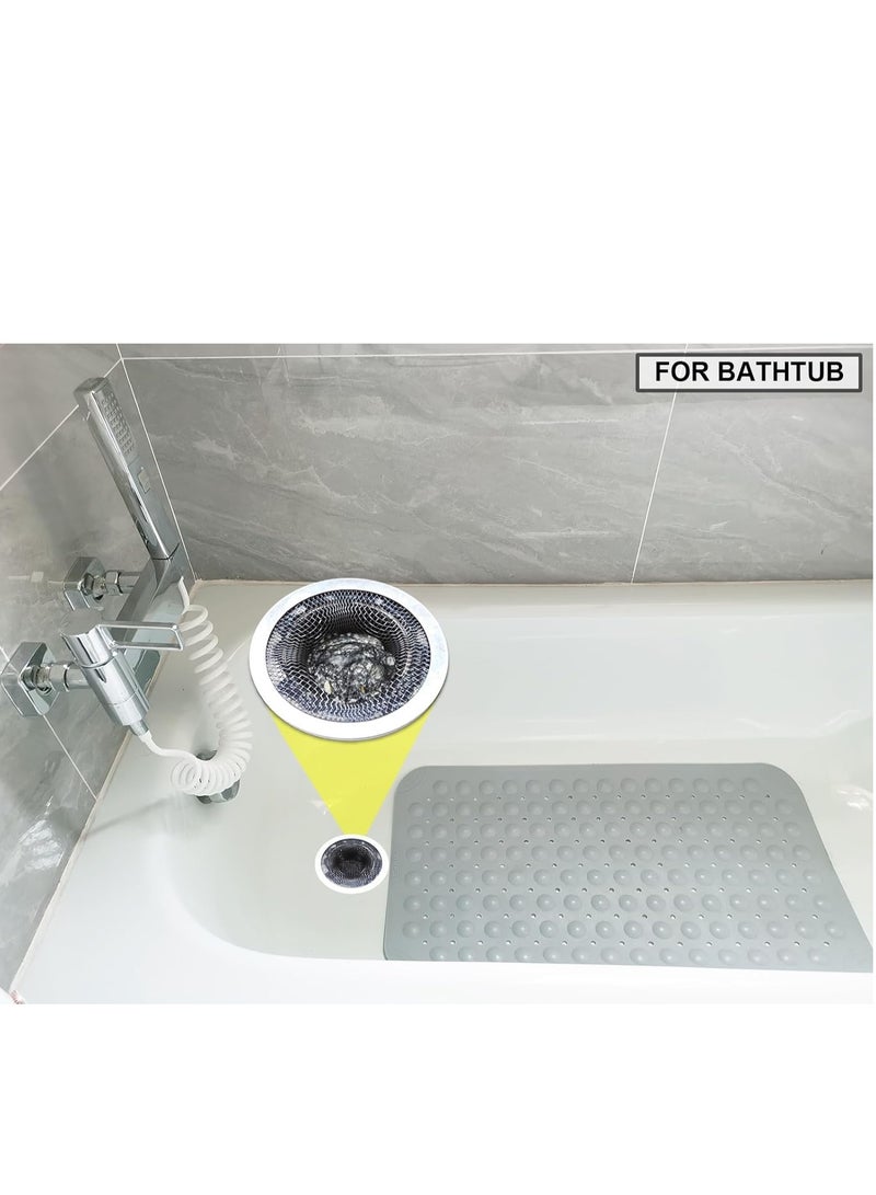 GUDOO 2 قطعة من مصفاة تصريف حوض الاستحمام - مصفاة شبكية لتصريف الدش مقاس 2.75 بوصة، غطاء تصريف لحوض الاستحمام من الفولاذ المقاوم للصدأ، مصفاة فلتر لسدادة حوض الحمام، مصفاة لأرضية حوض الغسيل. - Image 5