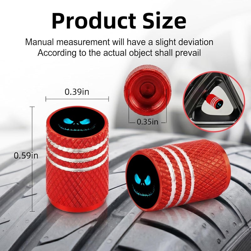 DoYoMo 4pcs Red Valve Stem Caps Cat Face Tire Air Caps Aluminum Car Valve Stem Cover Cover for Auto SUV Truck Bicycle Motorcycle Corrosion Proof Universal Cars Accessories Cat Face Gifts for Women Men - Image 3