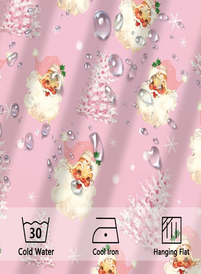 GAGEC Christmas Shower Curtain Pink Tree Santa Claus Bath Curtains Winter Xmas Holiday Farmhouse Home Indoor Bathroom Decorations 71 x 71 Inch - Image 5