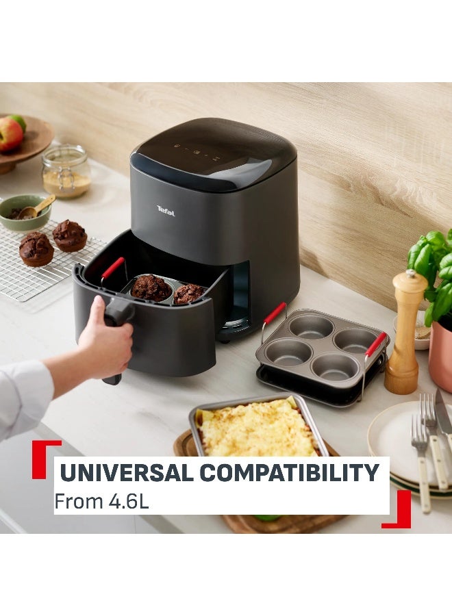 TEFAL Dail'Easy | 3-Piece Air fryer Cooking Accessories Set | Ergonomic Handles | 2 Shapes | Non-Stick Coating | J701S344 Black - Image 3
