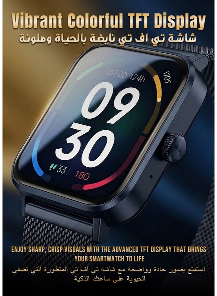 PEJE Budget Smartwatch Fitness Tracker | 1.83” HD Touch Display, Call & Message Alerts, IP68 Waterproof, 5–7 Days Battery, Heart Rate & SpO2 Monitor | Compatible with Android & iOS – Daily Use Smart Watch - Image 2