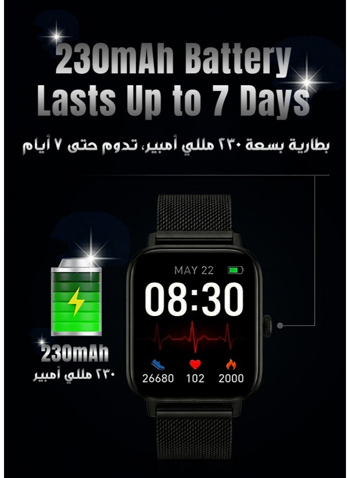 PEJE Budget Smartwatch Fitness Tracker | 1.83” HD Touch Display, Call & Message Alerts, IP68 Waterproof, 5–7 Days Battery, Heart Rate & SpO2 Monitor | Compatible with Android & iOS – Daily Use Smart Watch - Image 4