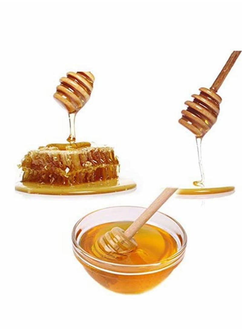 Generic - 6 Pack Mini Wooden Honey Dipper Sticks Mini Wood Honey Dipper Sticks Individually Wrapped Server for Honey Jar Dispense Drizzle Honey Wedding Party Favors - Image 1
