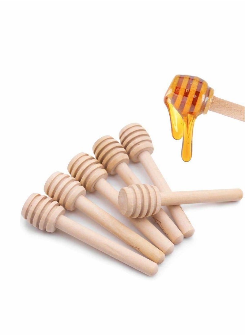 Generic 6 Pack Mini Wooden Honey Dipper Sticks Mini Wood Honey Dipper Sticks Individually Wrapped Server for Honey Jar Dispense Drizzle Honey Wedding Party Favors  - Image 1