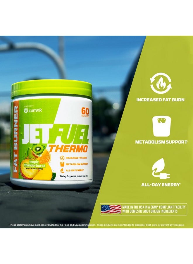 GAT SPORT GAT SPORT JetFuel Tropic Thunderburst Thermo Powder for Fat Burning, ZumXR Caffeine, Carnitine, Theanine, for Men & Women, 60 Servings 