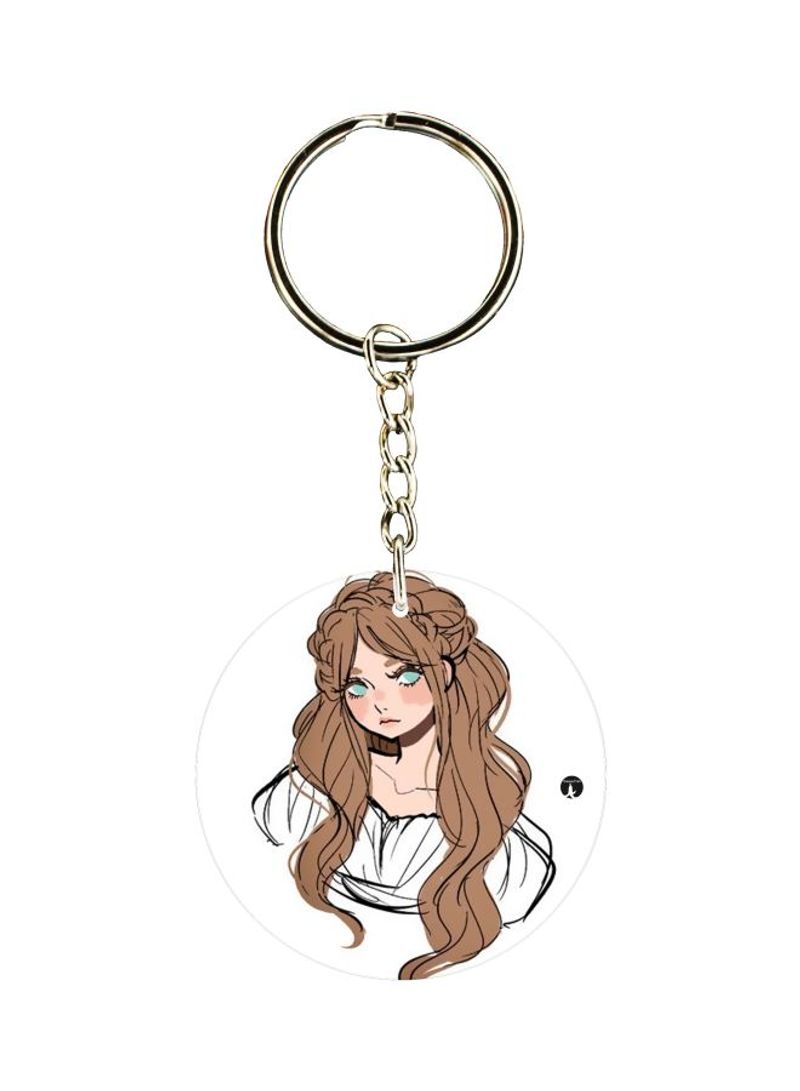 RKN Cartoon Girl Printed Keychain