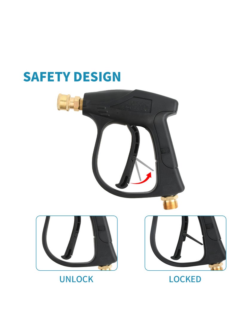 4000PSI High Pressure Washer Gun Handle with 5 Water Nozzle with 5 Water Nozzle Tip, Car Wash Spray Gun no Hose, M22-14 Hose Connector  1/4 Quick Connector for Car, Patio Cleaning  - Image 5