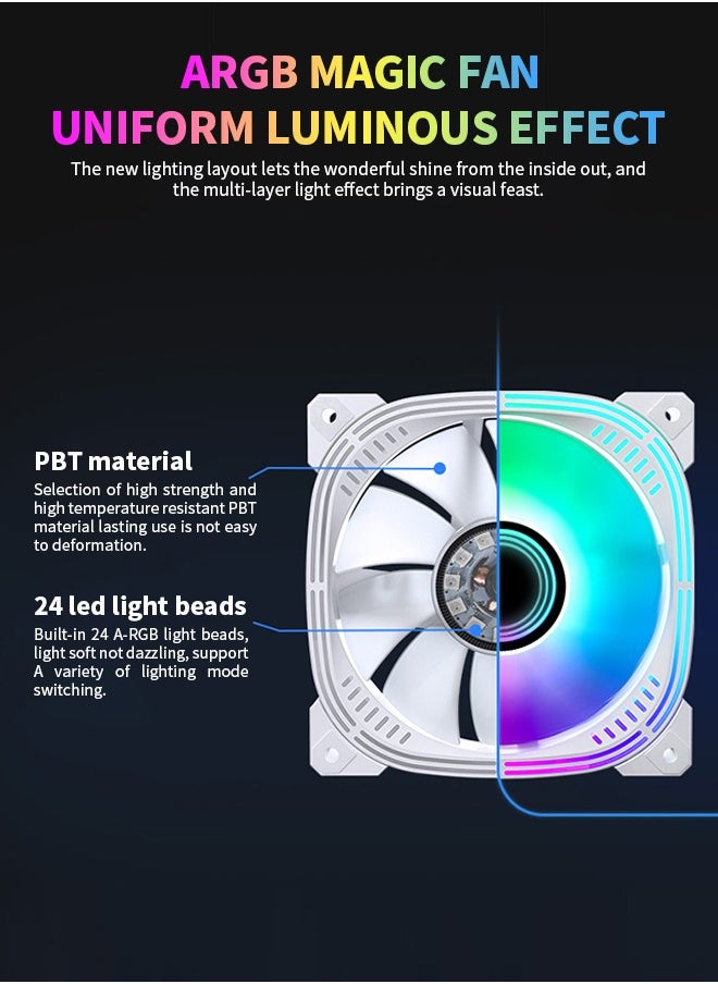 Generic - ARGB CPU Fan, Silent PC Cooler, High Heat-Resistant PBT Material with Shock-Absorbing Rubber Pad - Image 1