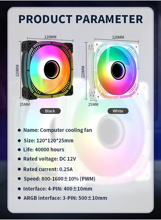 Generic - ARGB CPU Fan, Silent PC Cooler, High Heat-Resistant PBT Material with Shock-Absorbing Rubber Pad - Image 1