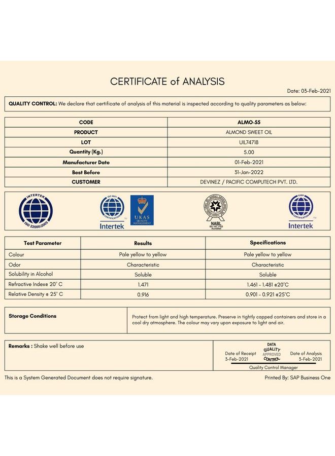Devinez Almond Coldpressed Oil Sweet 250Ml (Nabl & Ifra Certified) 100% Pure Natural & Undiluted In Anodized Aluminum Bottle For Hair & Skin Care Overall Body Enriched With Vitamin E Fatty Acids - Image 4