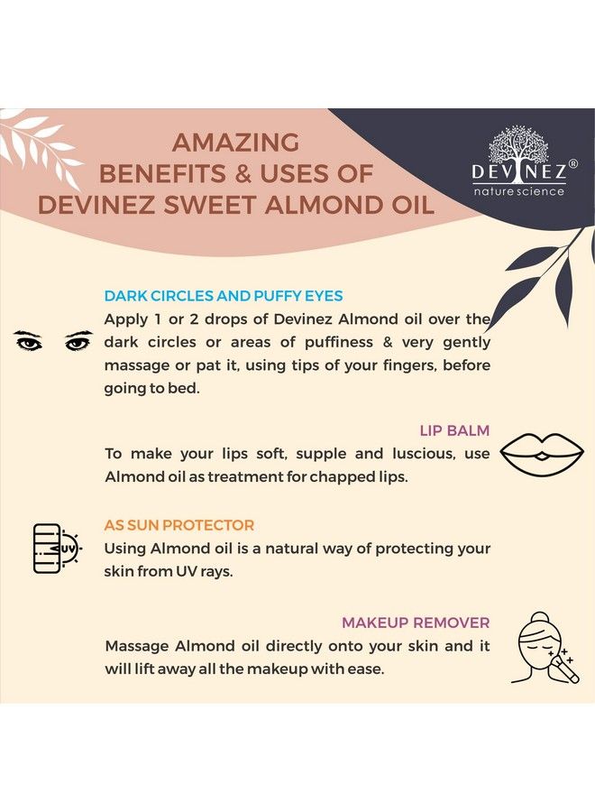 Devinez Almond Coldpressed Oil Sweet 250Ml (Nabl & Ifra Certified) 100% Pure Natural & Undiluted In Anodized Aluminum Bottle For Hair & Skin Care Overall Body Enriched With Vitamin E Fatty Acids - Image 5