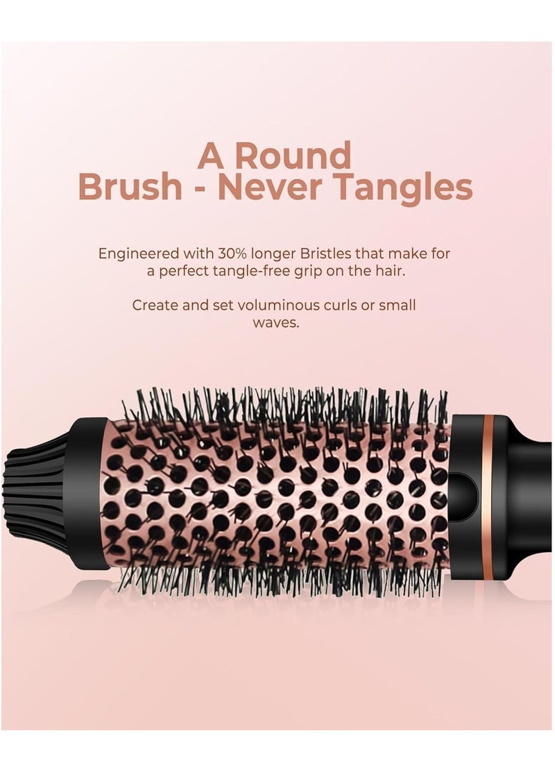 Hair Brush Hair Styling Comb Thermal Brush 1.5 Inch Fast Heated Curling Brush Tourmaline Ionic LCD Display Temperature Adjustable Black