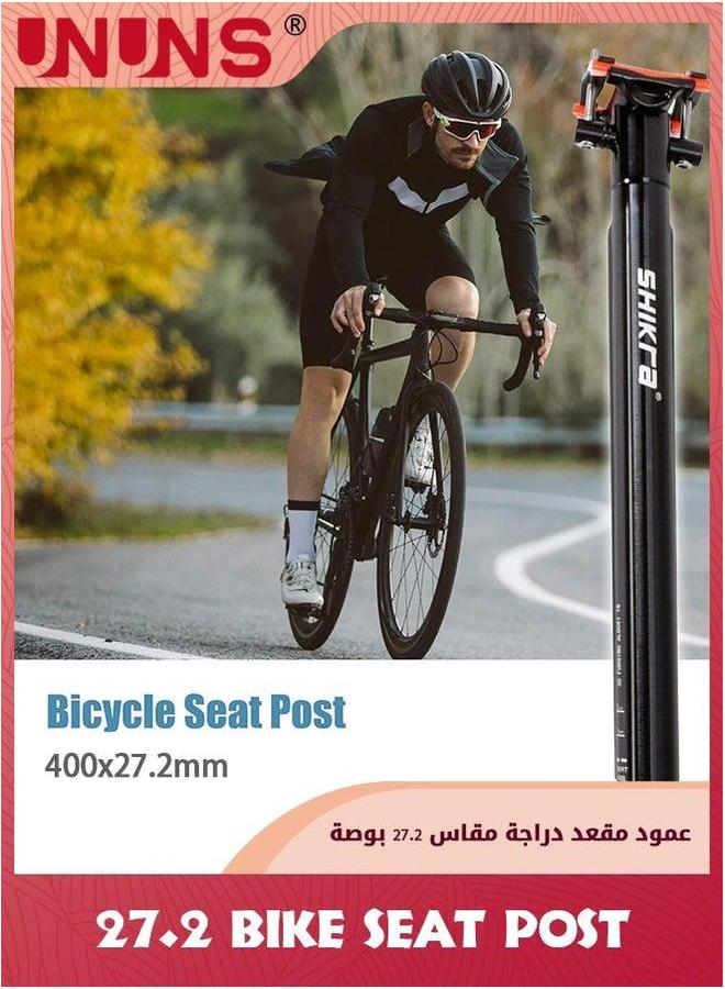 UNUNS Bike Seat Posts,27.2x400mm Bicycle Seatpost With Scale Mark,Adjustable Aluminum Alloy Tube Fixing Clip,Universal Black Cycling Replacement Kit For MTB Mountain Road Bikes - Image 5
