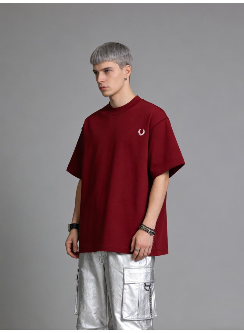 فريد بيري Oversized T-shirt with LOGO, 300G heavy 100% cotton double yarn T-shirt, unisex leisure gym shirt, counter quality T-shirt, and versatile loose T-shirt in daily trend. - Image 5