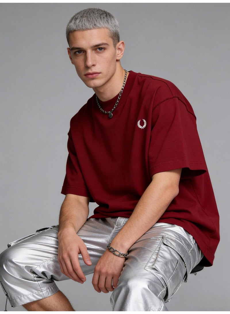 فريد بيري Oversized T-shirt with LOGO, 300G heavy 100% cotton double yarn T-shirt, unisex leisure gym shirt, counter quality T-shirt, and versatile loose T-shirt in daily trend. - Image 1