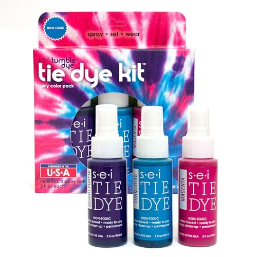 SEI S.E.I. Girly Tie Dye Kit 3 Pack: Pre-Mixed Spray Tie Dye Kit, Easy-to-Use, Non-Toxic Fabric Dye in Desert Purple, Turquoise, and Magenta - Image 1