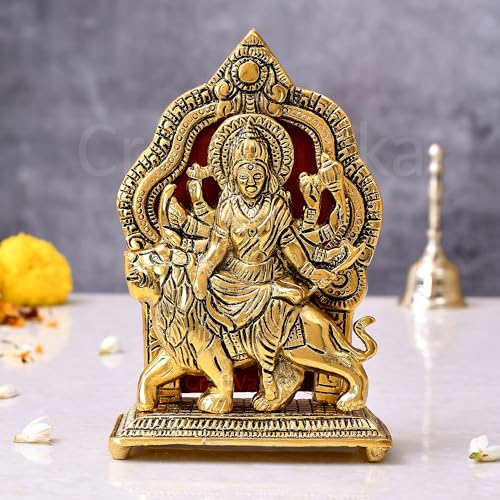CraftVatika Maa Durga Idol sherawali MATA Murti Goddess for Pooja Room, Home, Office Temple Mandir Decor Showpiece, Gift Items - Image 1