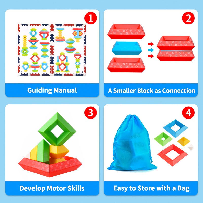 Hieoby Montessori Toys for 1 2 3 4 Year Old Boys Girls Toddlers Preschool Learning Activities 30Pcs Building Blocks Stacking Educational Toys STEM Sensory Toys Gifts for Kids Age 1-2 2-4 - Image 3
